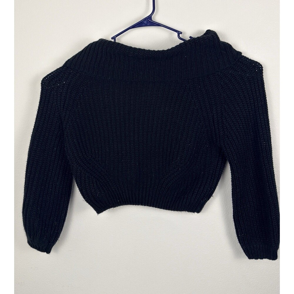 Lulus Black Sweater Womens Small, Cowl Neck  Long Sleeve Crop Top